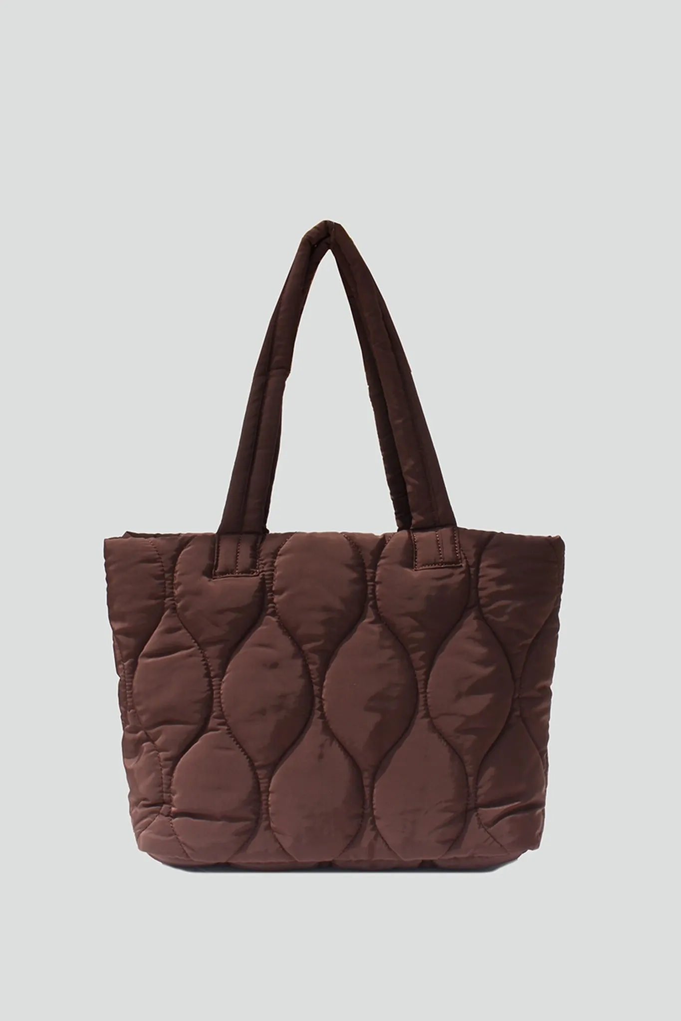 2-in-1 Quilted Hourglass Tote in Dark Brown