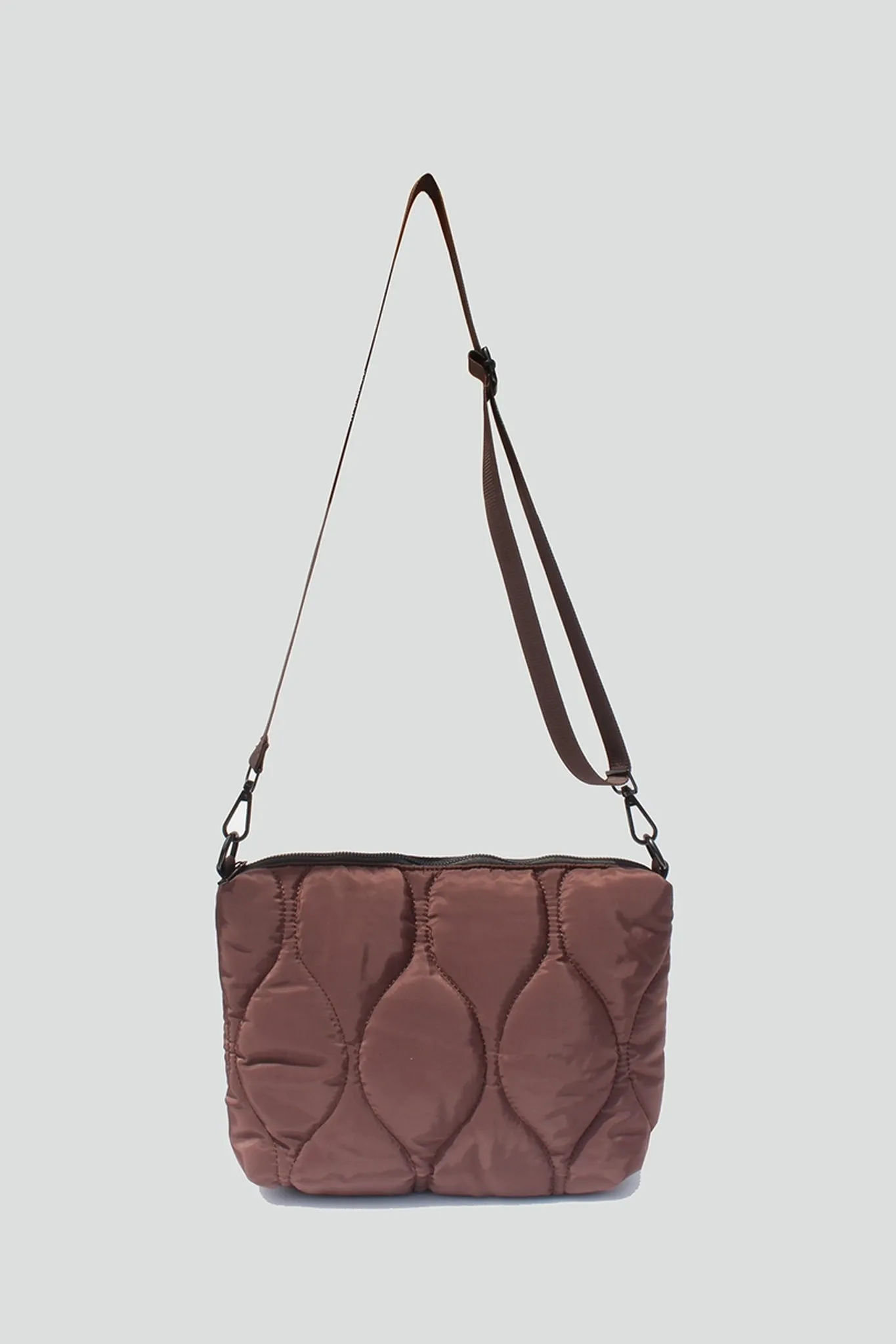 2-in-1 Quilted Hourglass Tote in Dark Brown