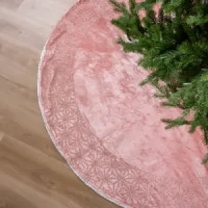 66" Pink Velvet & Platinum Beaded Tree Skirt