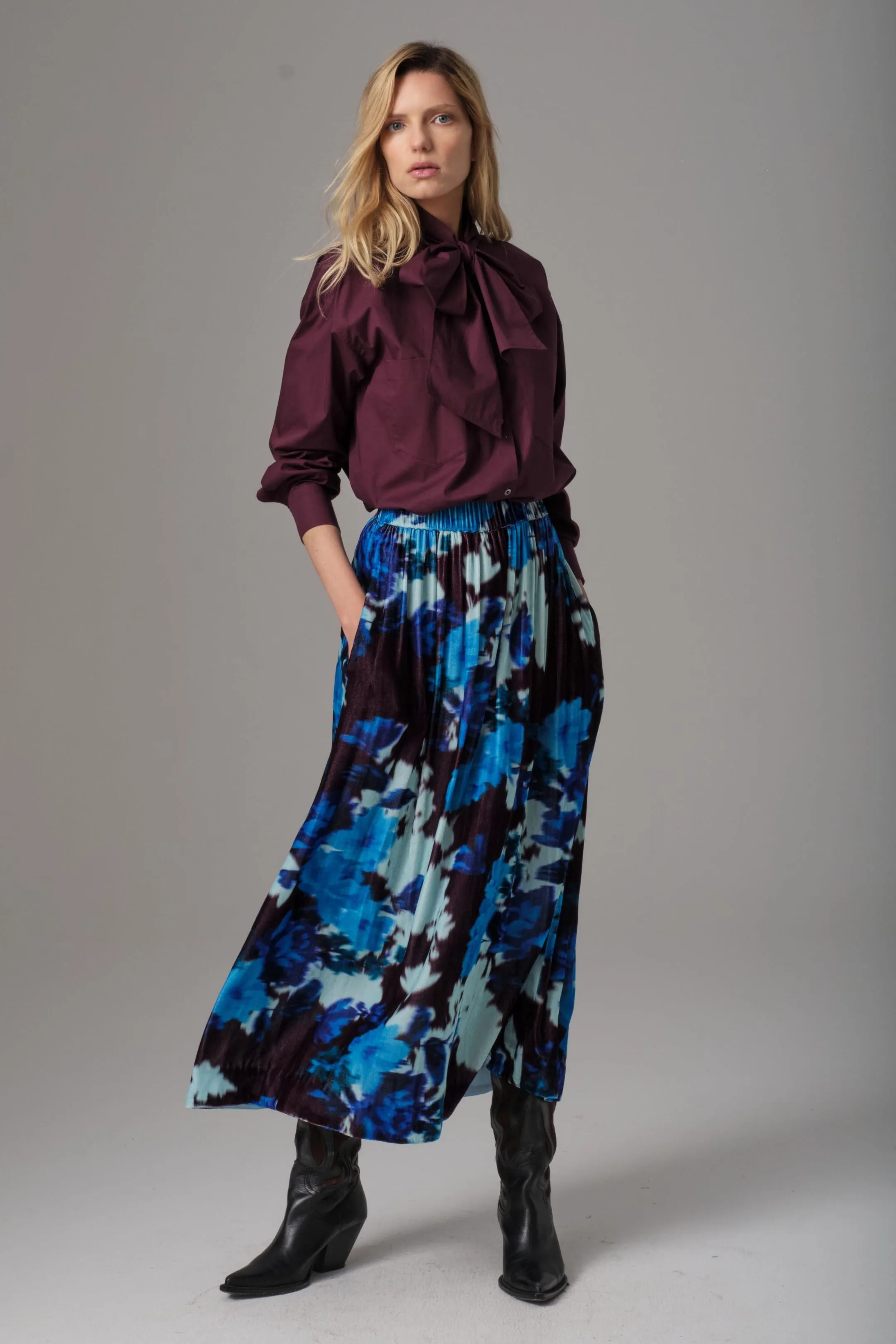 Alisa Silk Velvet Skirt