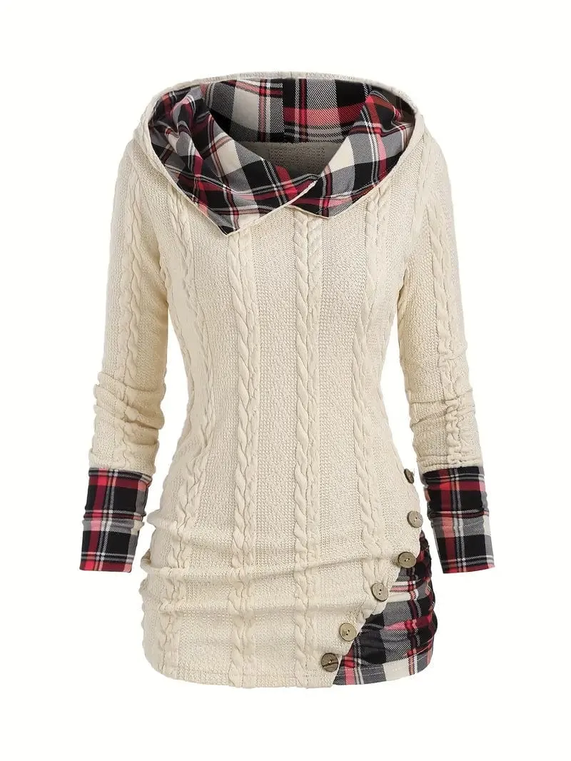 Autumnal Plaid and Knit Blend Top