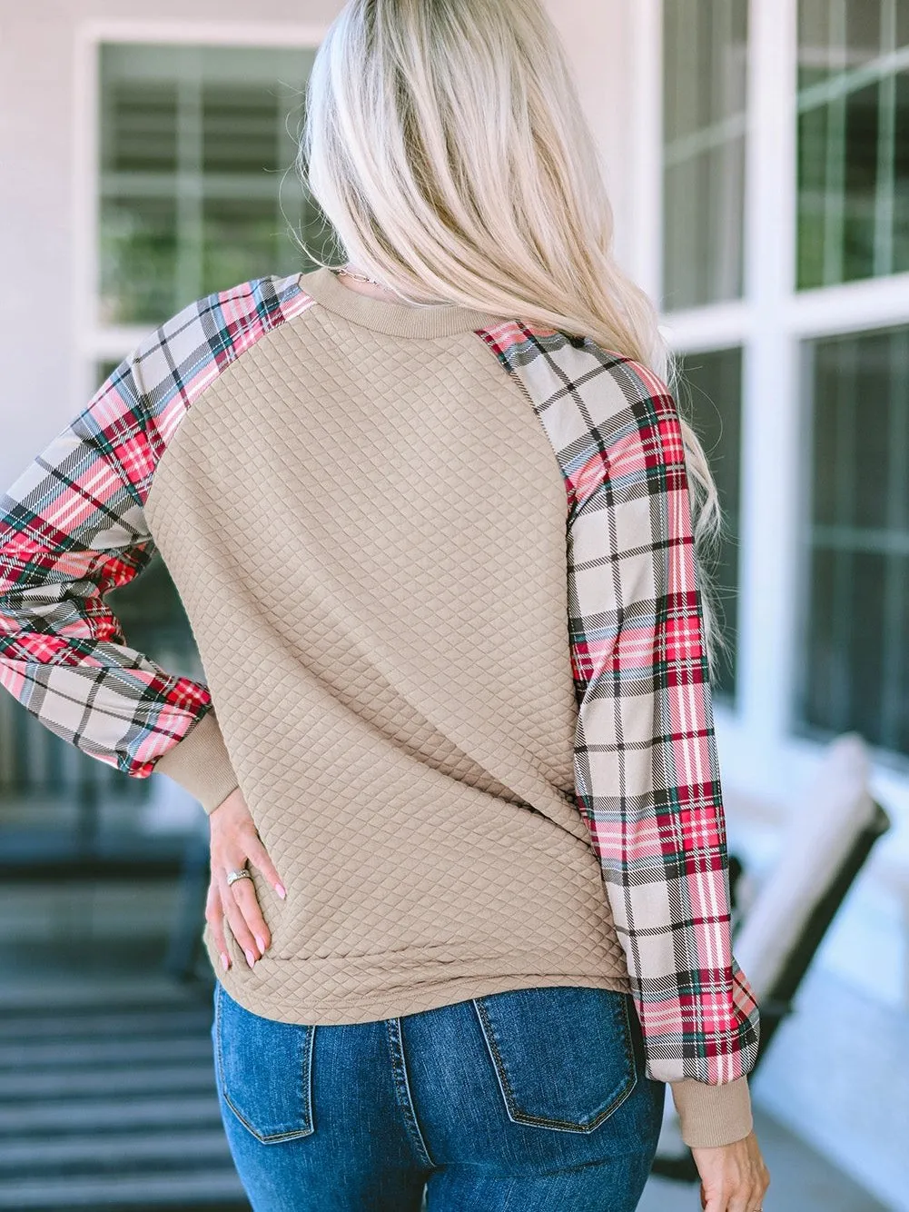 Autumnal Plaid and Knit Blend Top