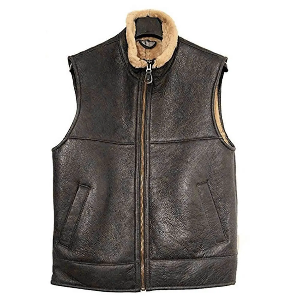 B3 RAF Aviator Shearling Leather Flight Vest