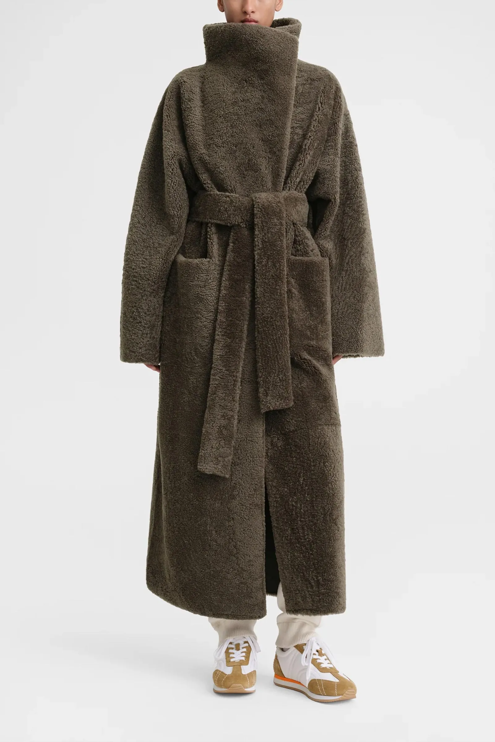 Belted Shearling Coat