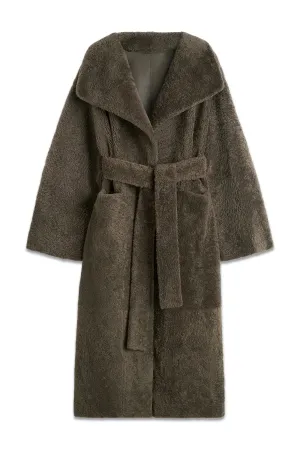 Belted Shearling Coat