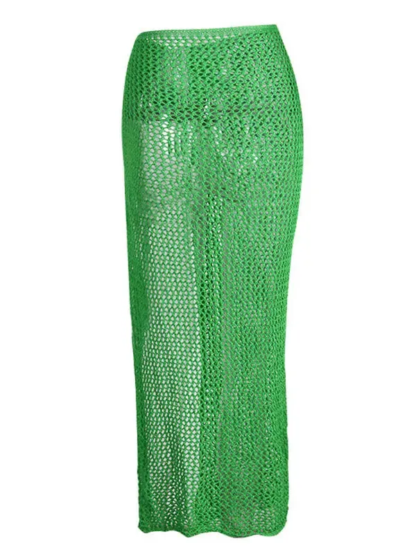 Blue Zone Planet |  Bella's hollow tie knitted floor-length skirt