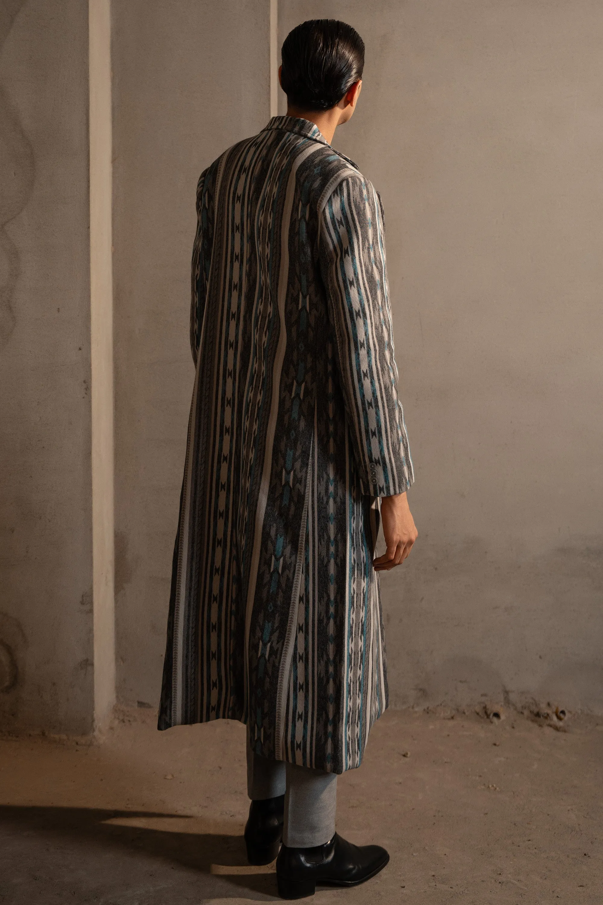 Bohemian Printed Wool-blend Long Coat