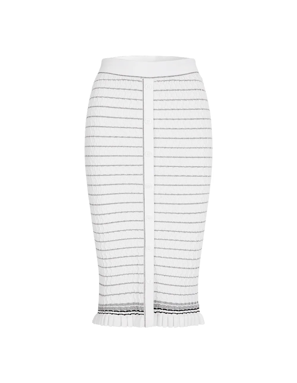 BORA AKSU Off-White Striped Mid-Length Straight Knitted Skirt