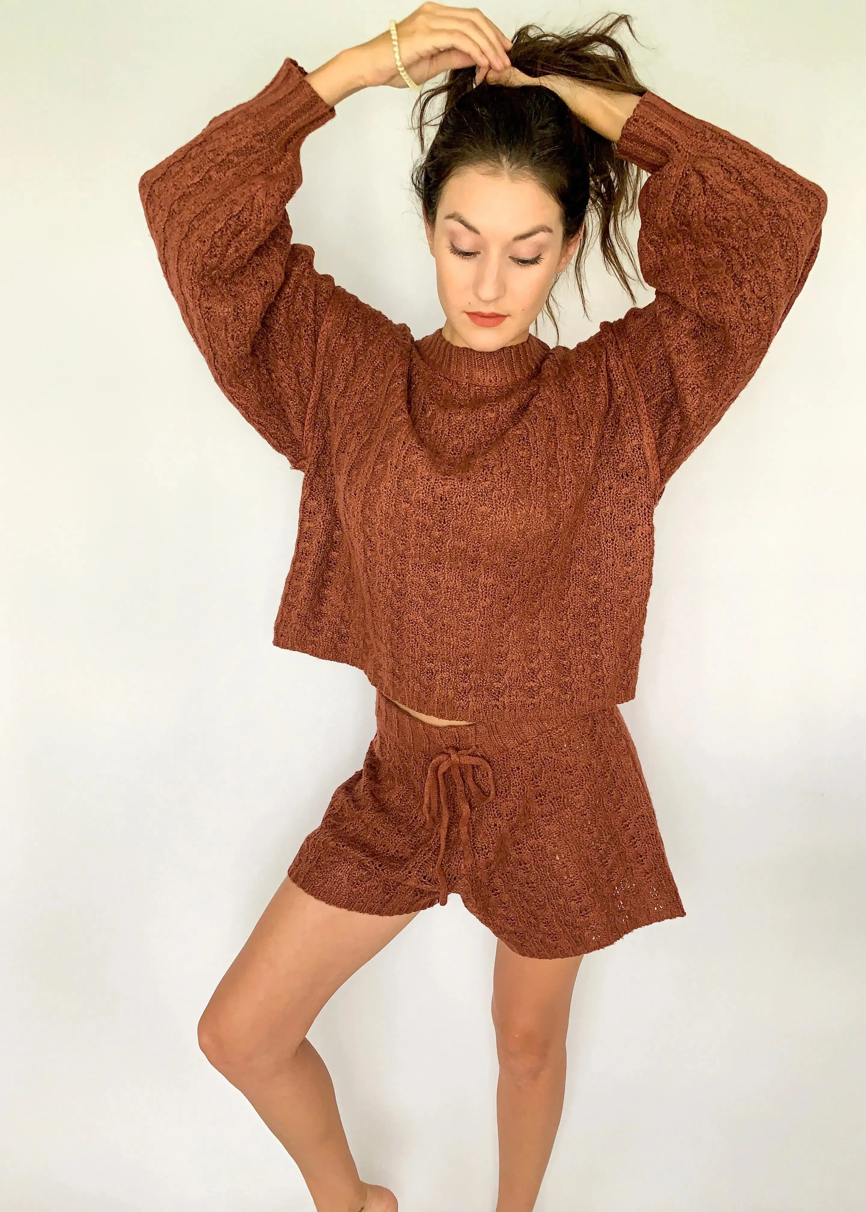 Brick Cable Knit Sweater Set