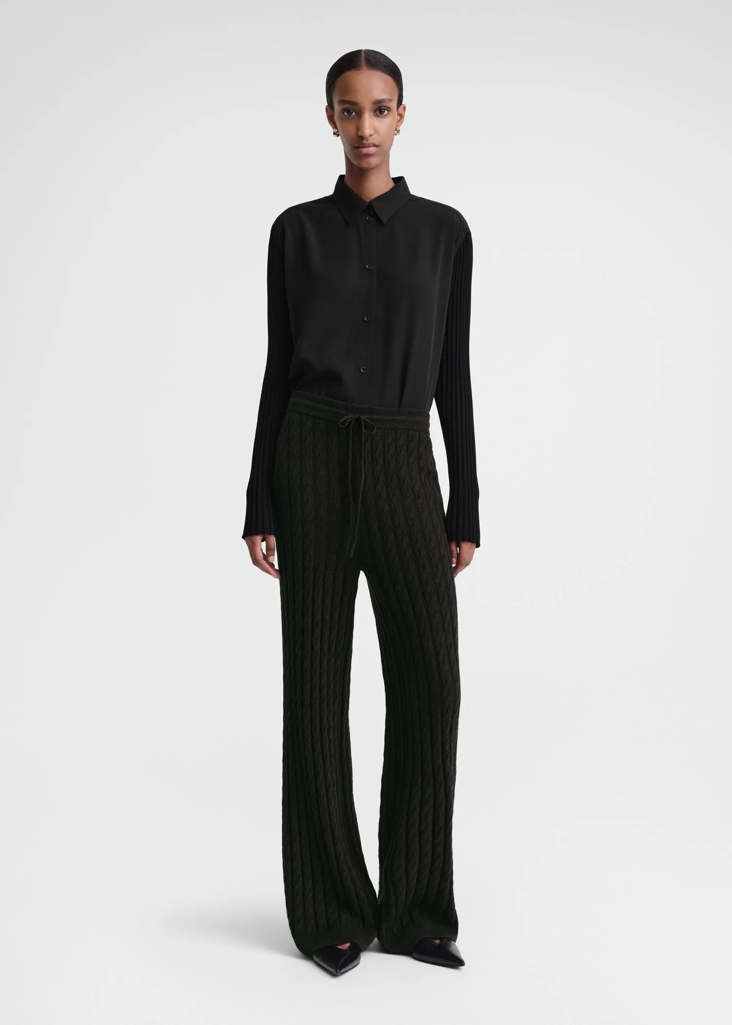 Cable knit trousers espresso