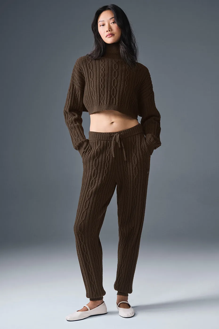 Cable Knit Winter Bliss Pant - Espresso