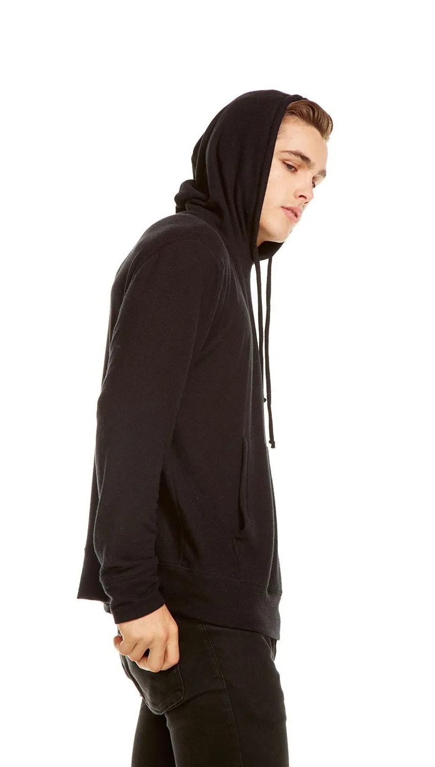 Chaser Mens Vintage Knit Pullover Hoodie Black