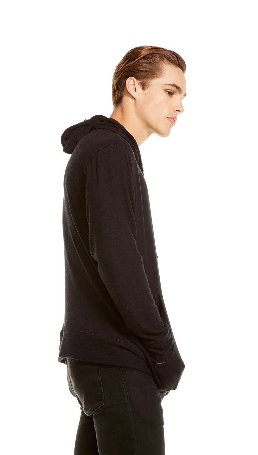 Chaser Mens Vintage Knit Pullover Hoodie Black