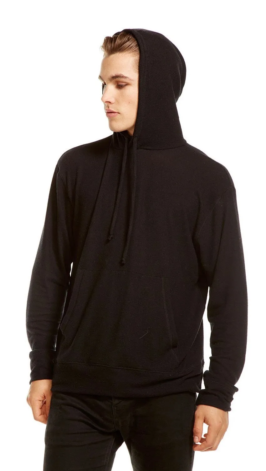 Chaser Mens Vintage Knit Pullover Hoodie Black