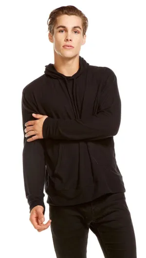 Chaser Mens Vintage Knit Pullover Hoodie Black