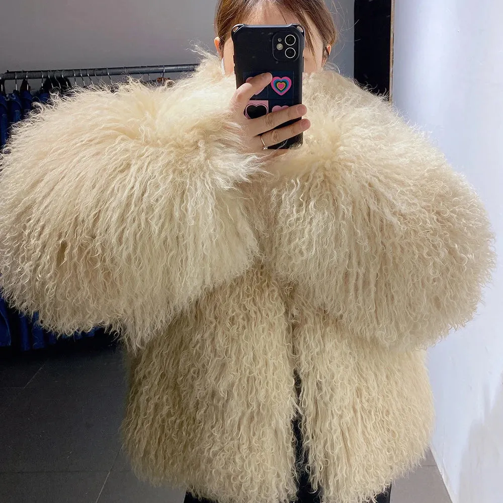 Couture Mongolian Curly Shearling Jacket