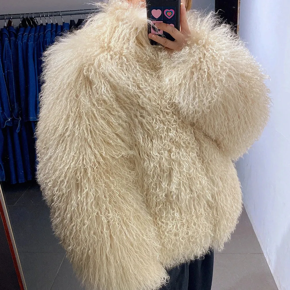 Couture Mongolian Curly Shearling Jacket