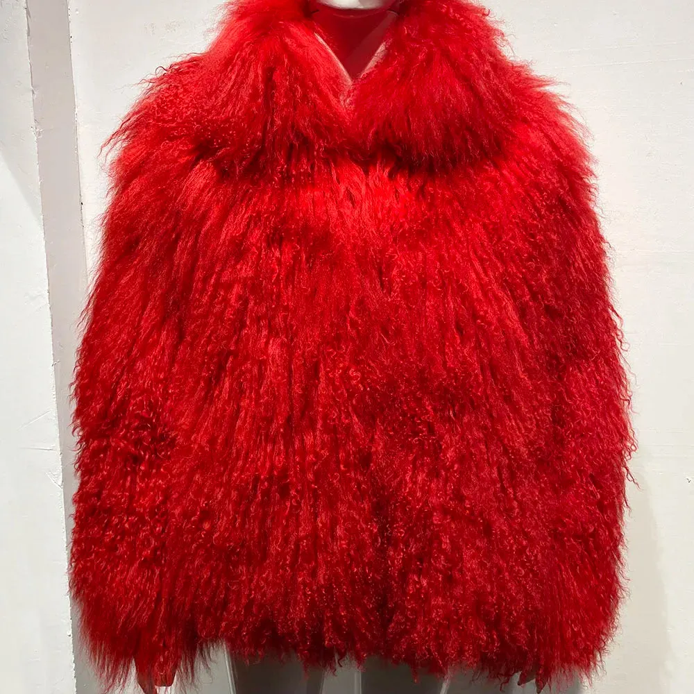 Couture Mongolian Curly Shearling Jacket