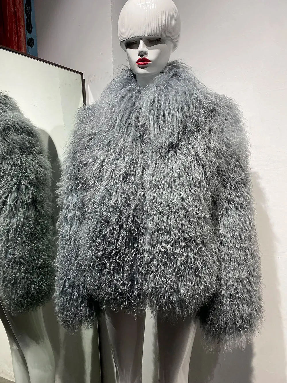 Couture Mongolian Curly Shearling Jacket