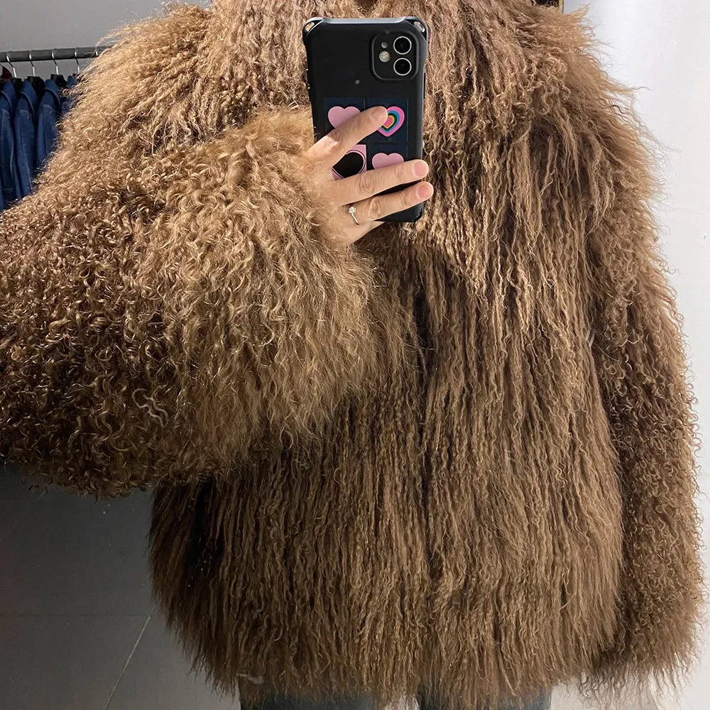 Couture Mongolian Curly Shearling Jacket