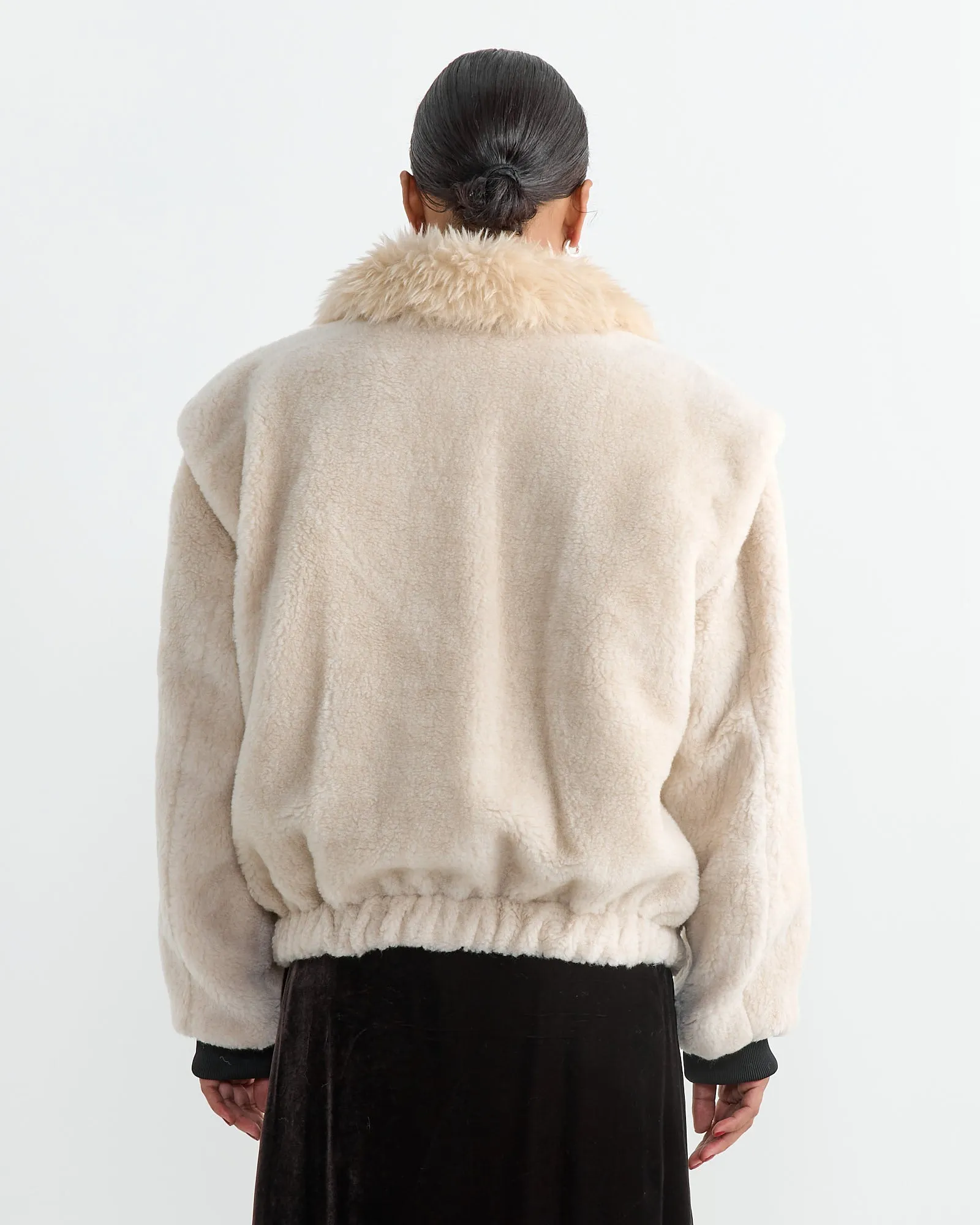 Detachable Faux-Shearling Jumper in Ivory