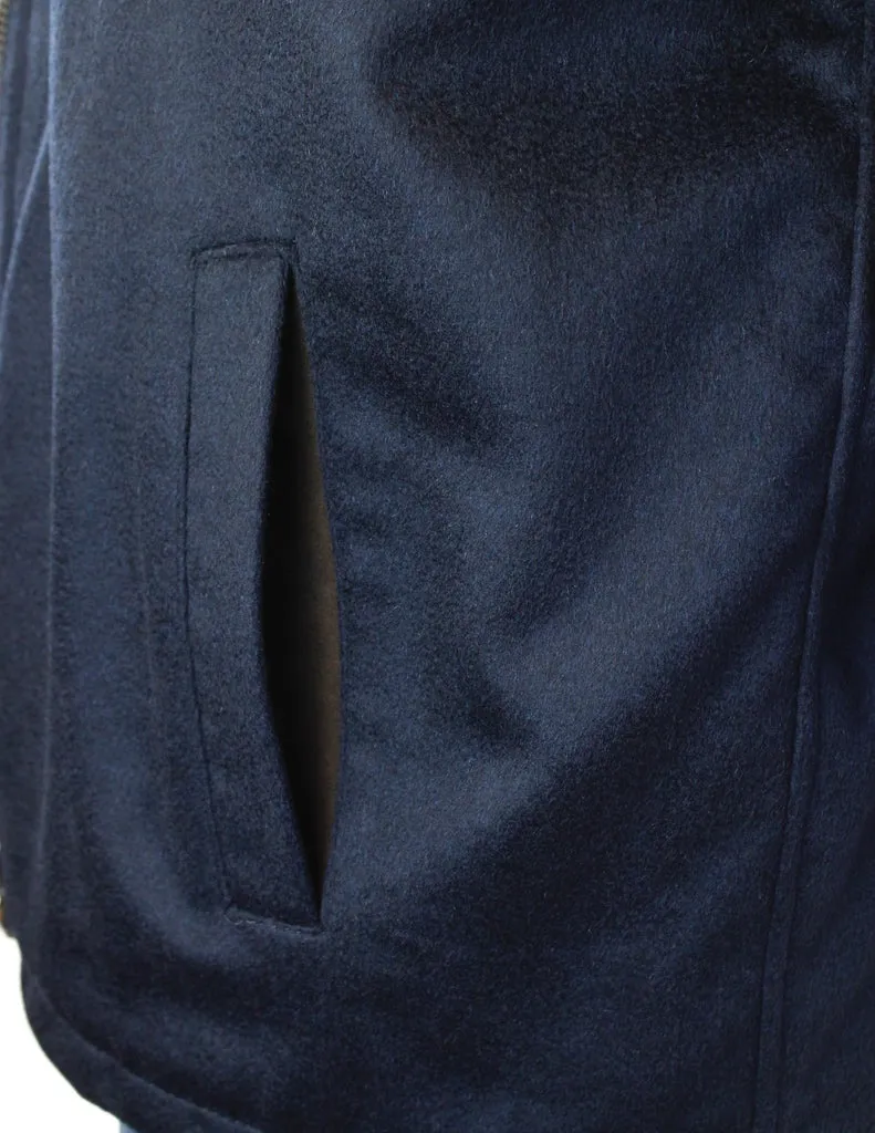 DI BELLO - MEN'S NAVY BLUE CASHMERE & MERINO SHEARLING VEST