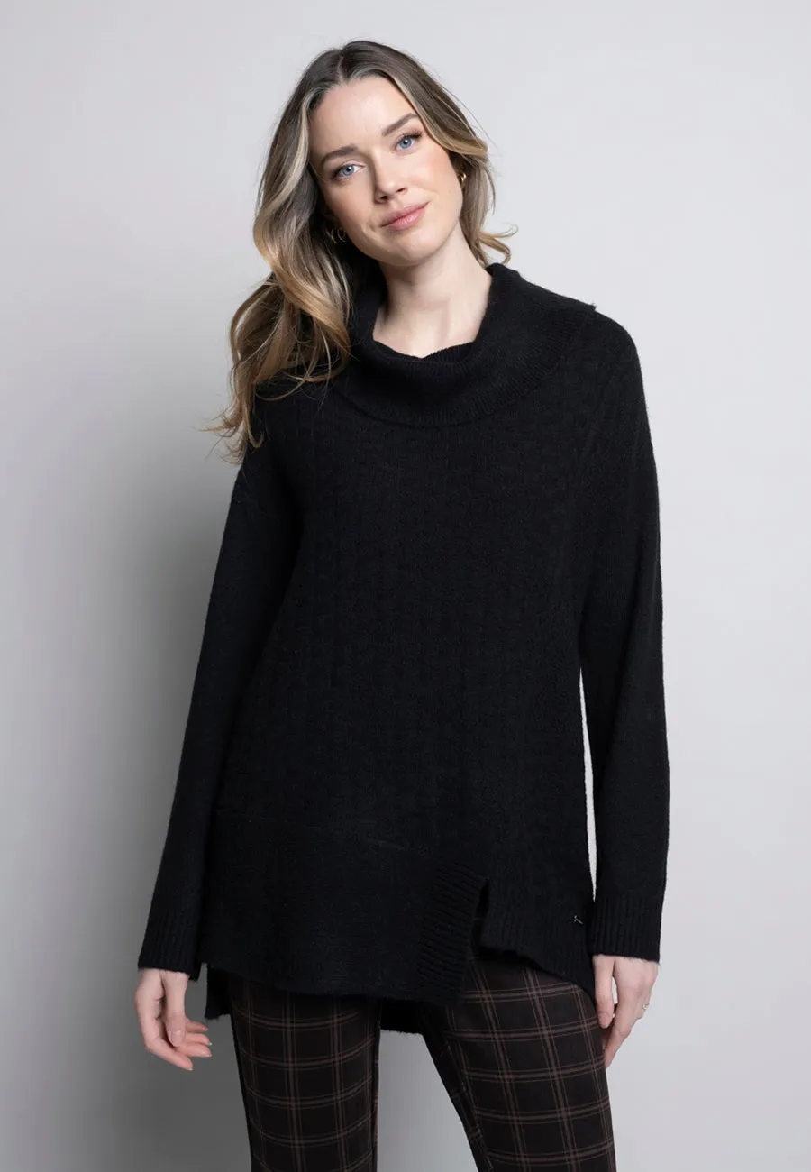 Draped Neck Asymmetrical Sweater Top