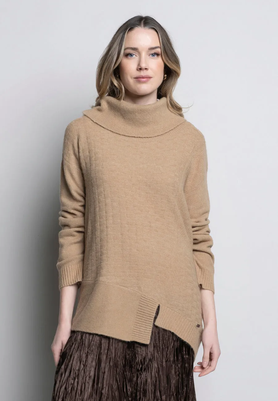 Draped Neck Asymmetrical Sweater Top