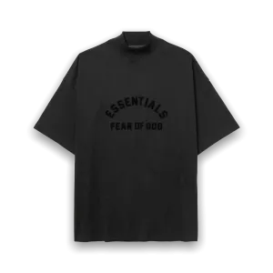 Essentials Fear Of God Logo Cotton Mock-Neck T-Shirt - Black