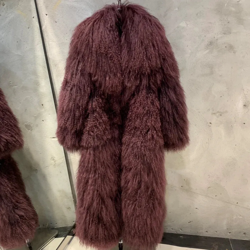 Extra Long Mongolian Lamb Shearling Coat