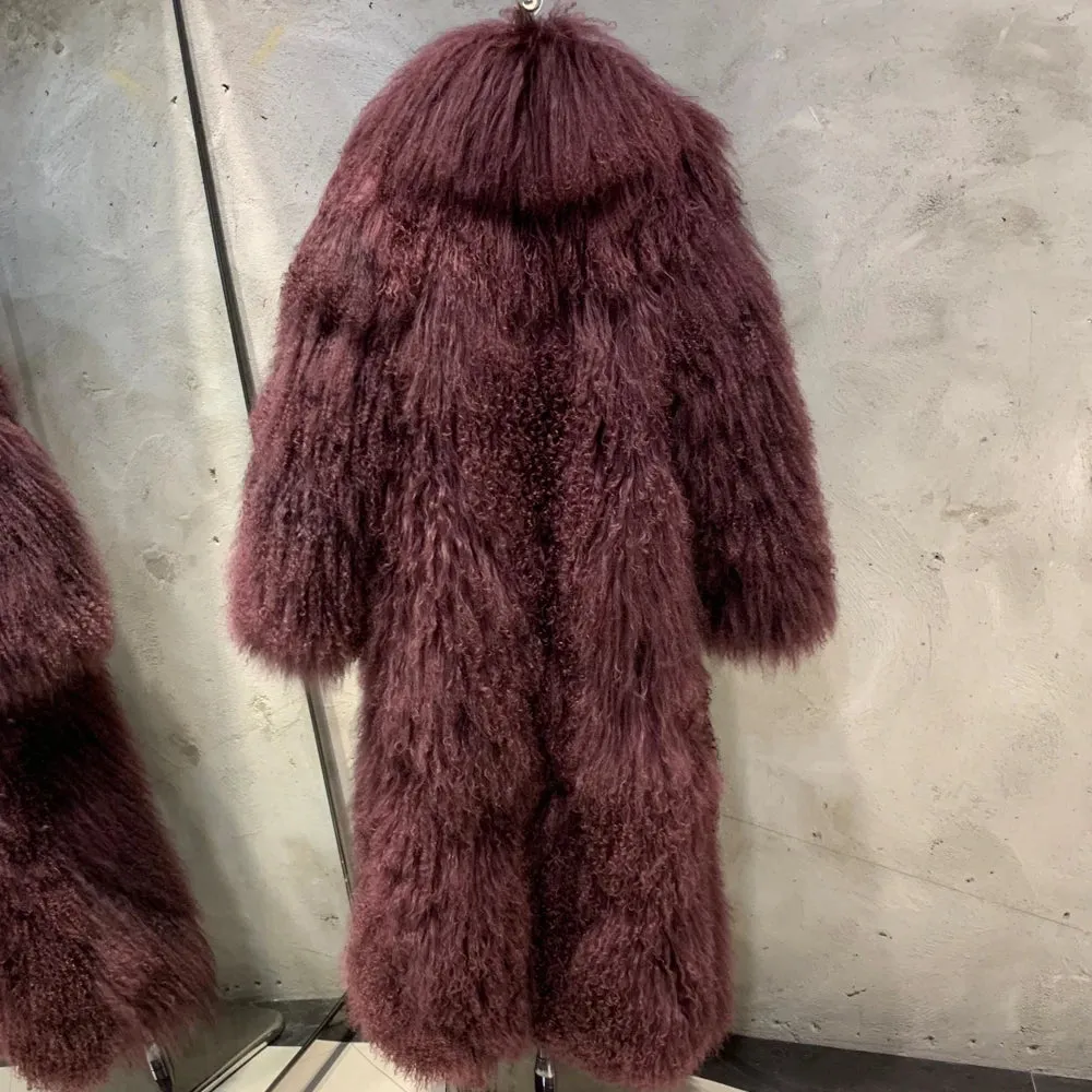 Extra Long Mongolian Lamb Shearling Coat