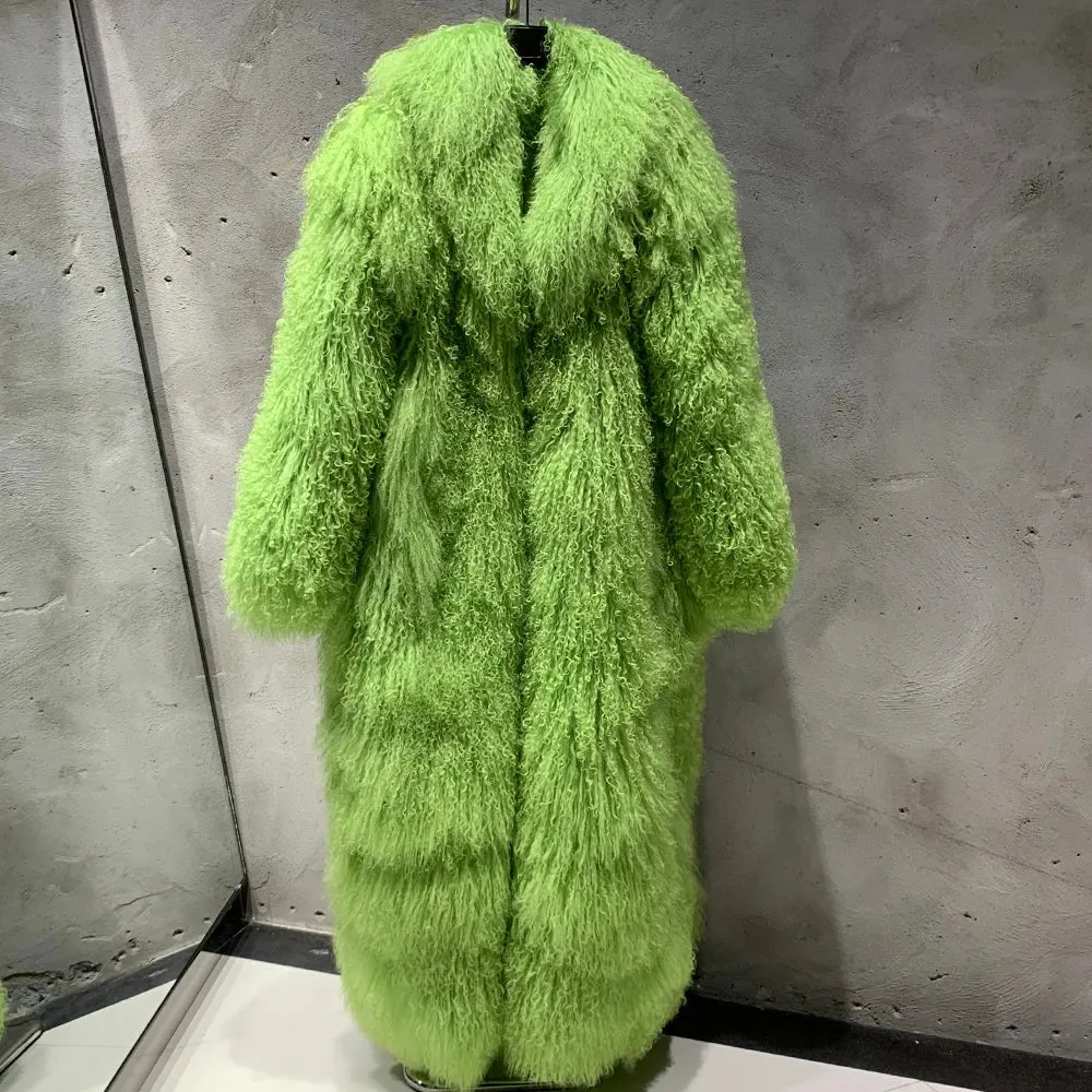 Extra Long Mongolian Lamb Shearling Coat