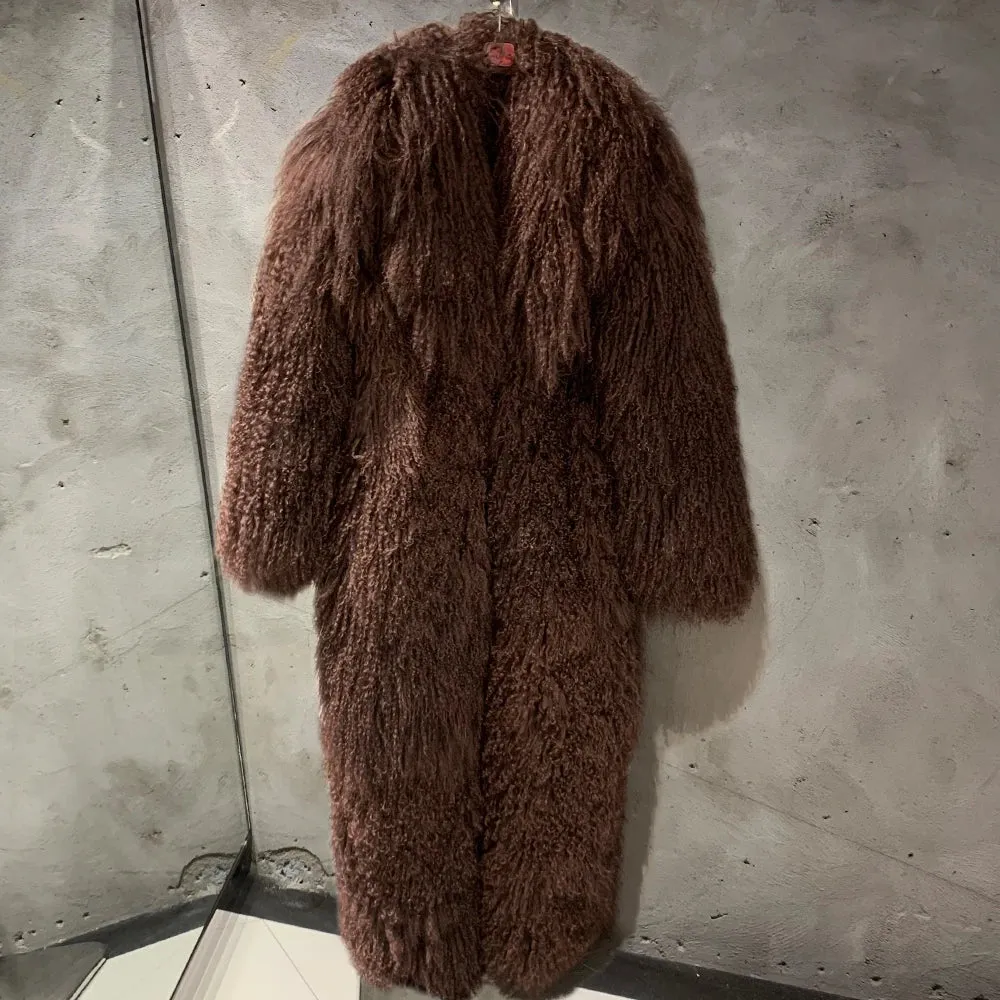 Extra Long Mongolian Lamb Shearling Coat