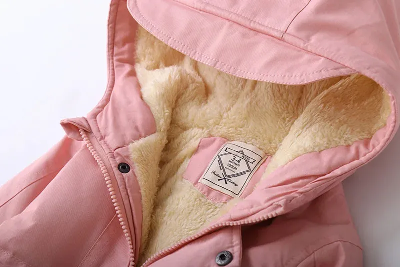 Fall Winter Children Boy Jacket Coat Hooded Plus Velvet Thicken Warm Jacket For Girl 3-10 Year Kids Girl Parka Outerwear