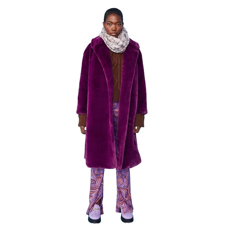 Faux Fur Shaved Shearling Coat Purple