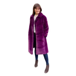 Faux Fur Shaved Shearling Coat Purple