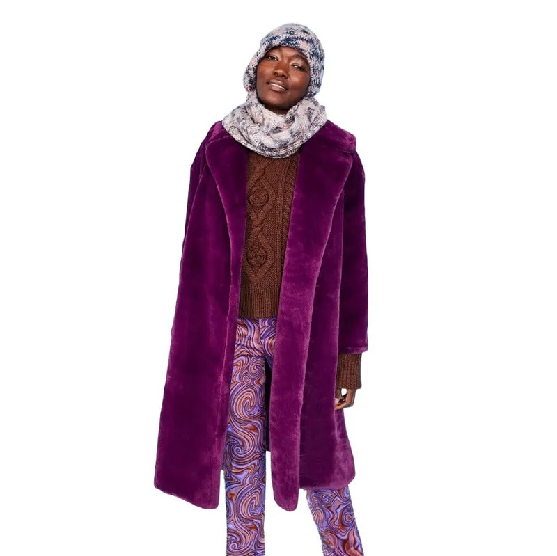 Faux Fur Shaved Shearling Coat Purple