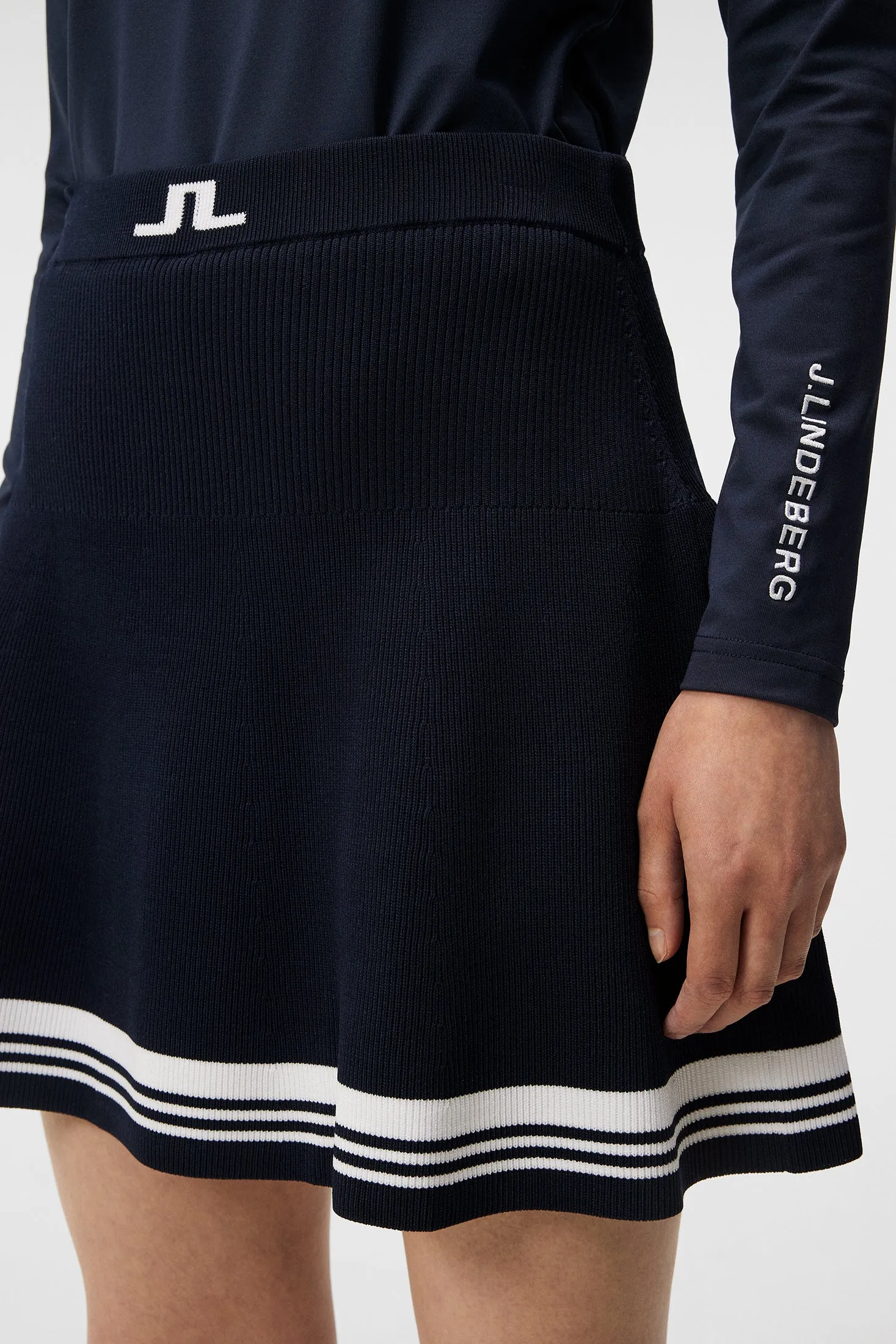 Frida Stripe Knitted Skirt / JL Navy