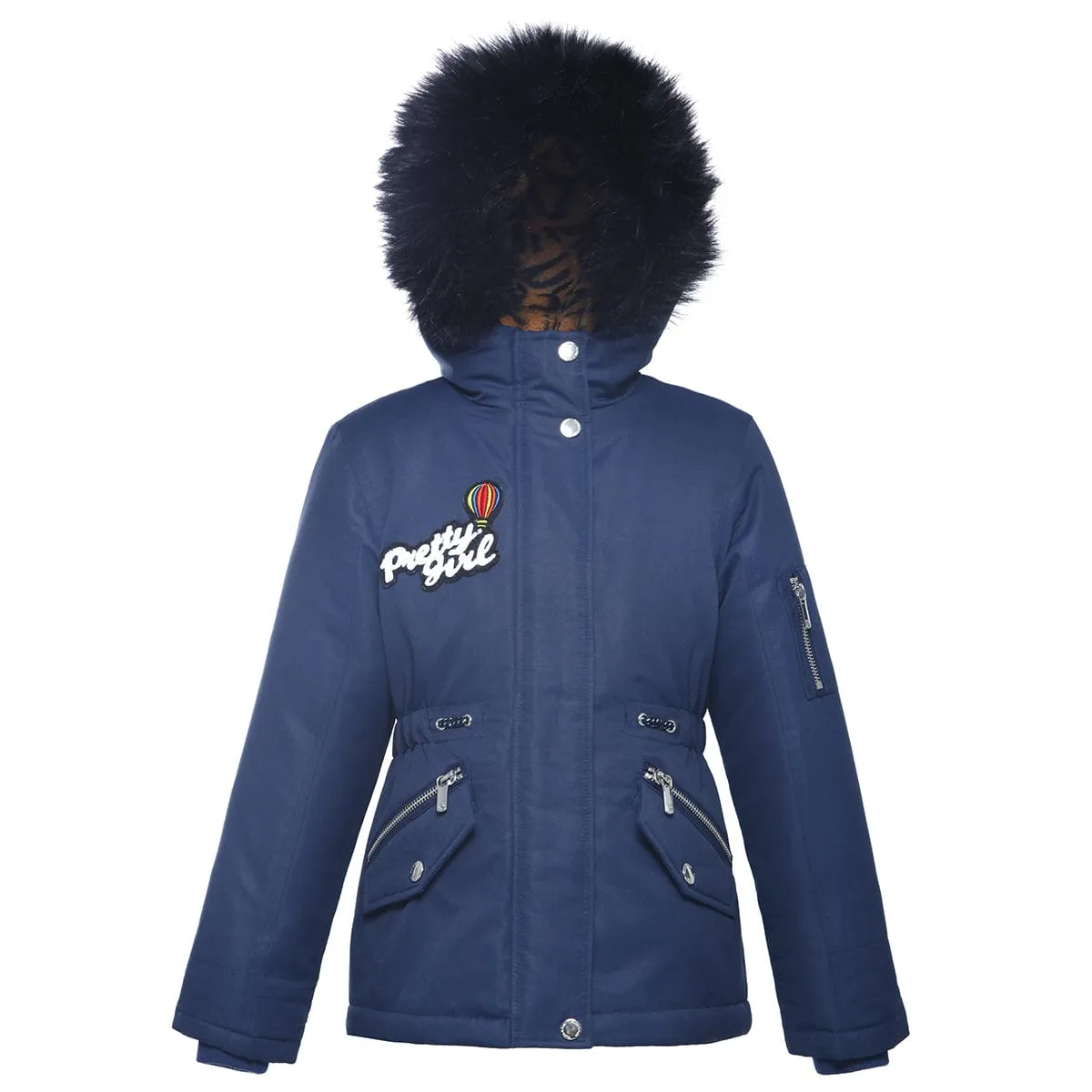 Girls' Parka Jacket with Faux Fur Hood