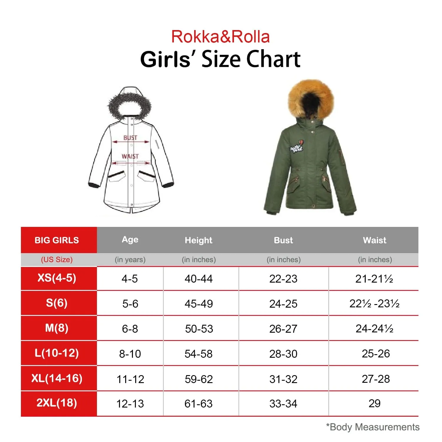 Girls' Parka Jacket with Faux Fur Hood