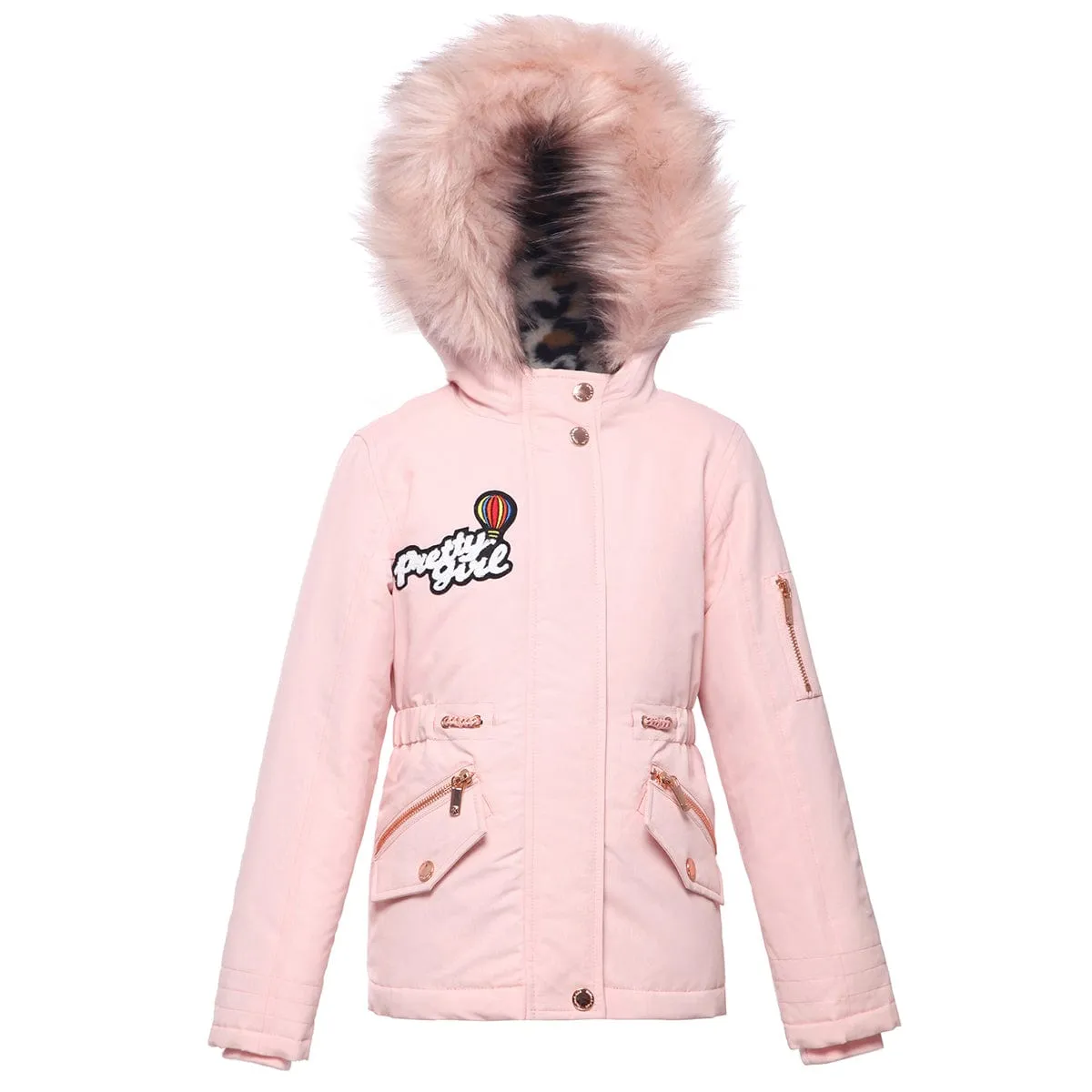 Girls' Parka Jacket with Faux Fur Hood