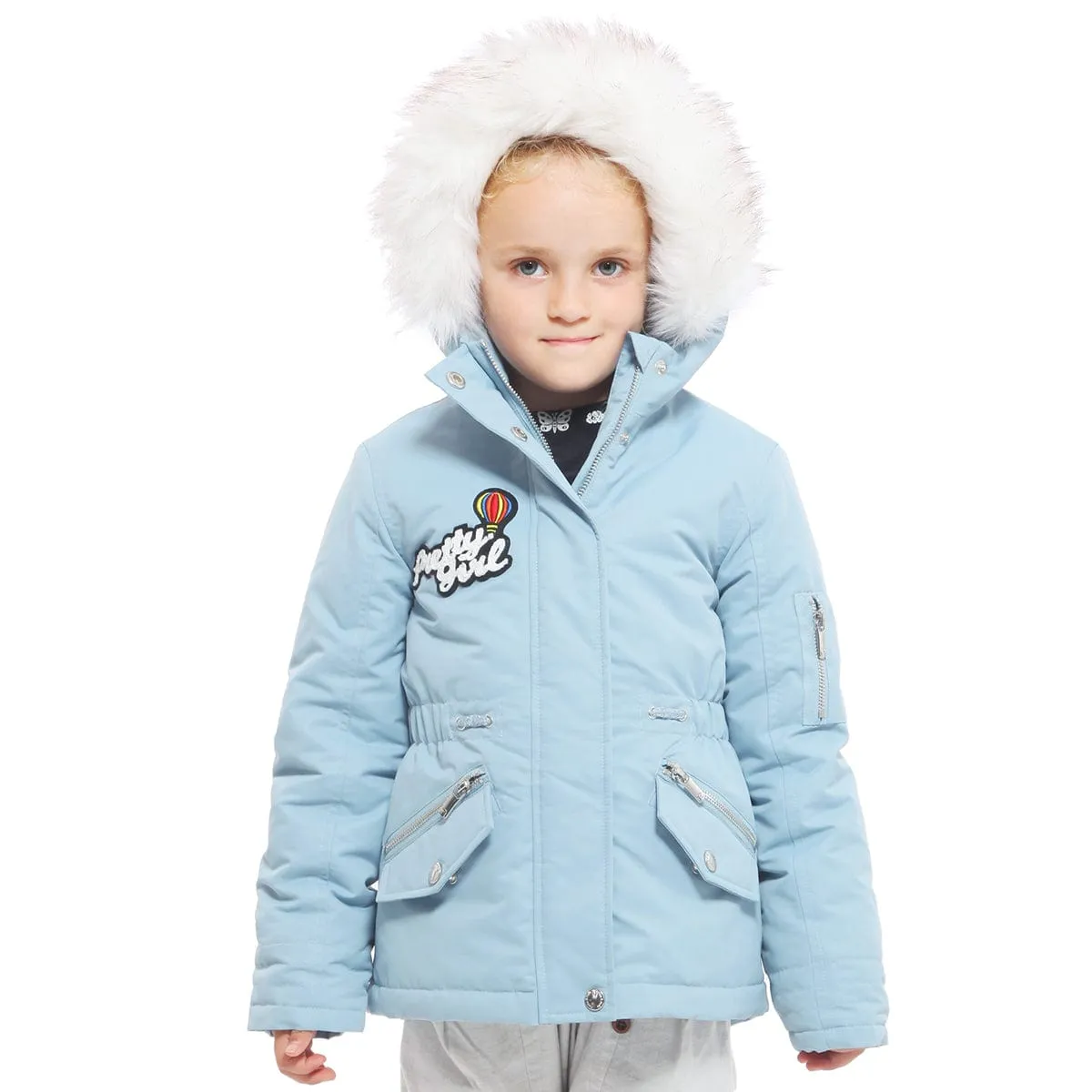 Girls' Parka Jacket with Faux Fur Hood