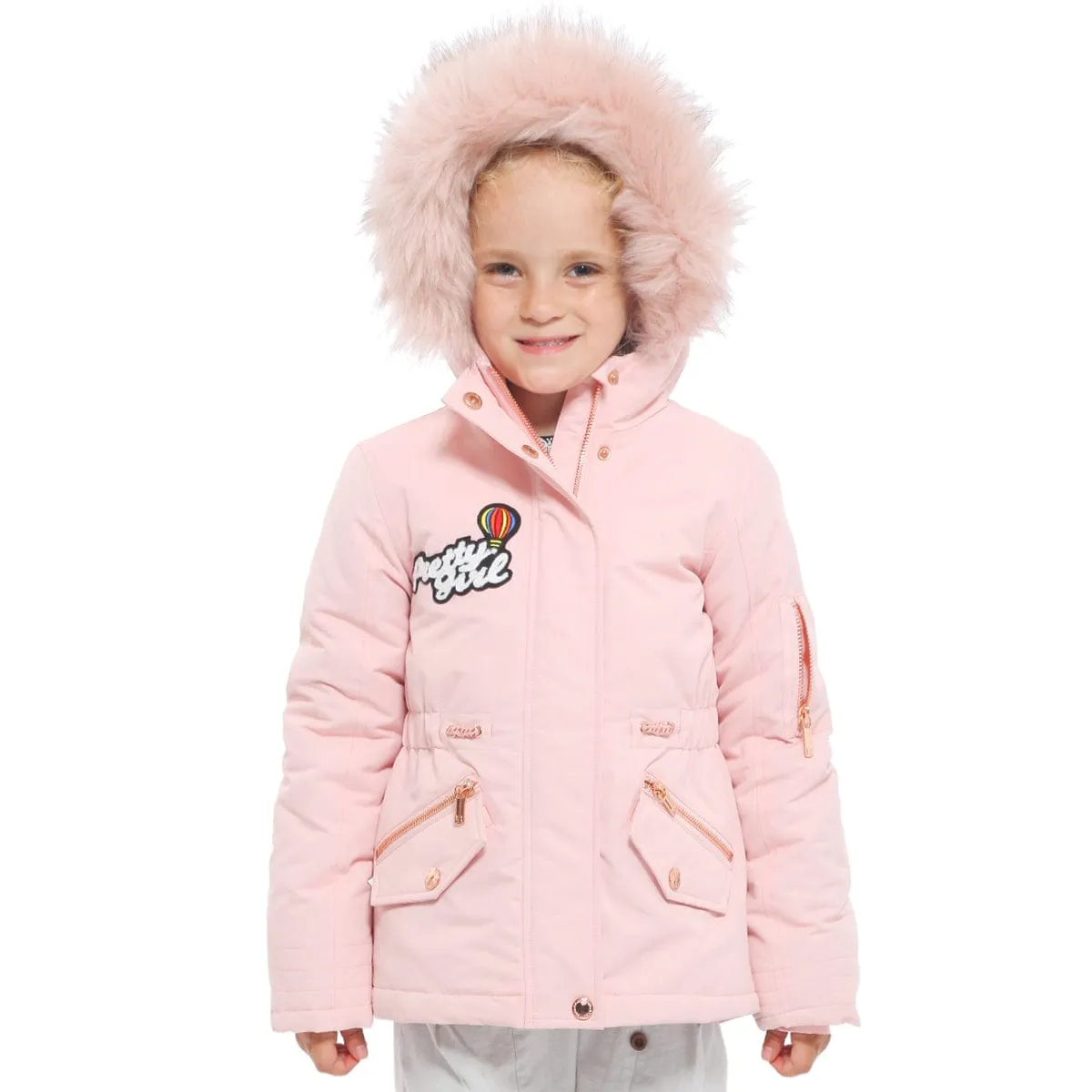 Girls' Parka Jacket with Faux Fur Hood