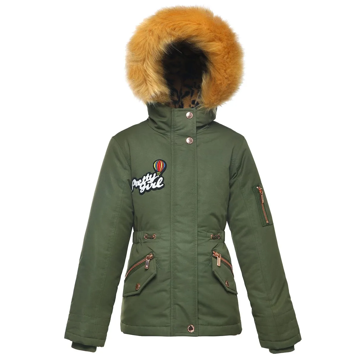 Girls' Parka Jacket with Faux Fur Hood