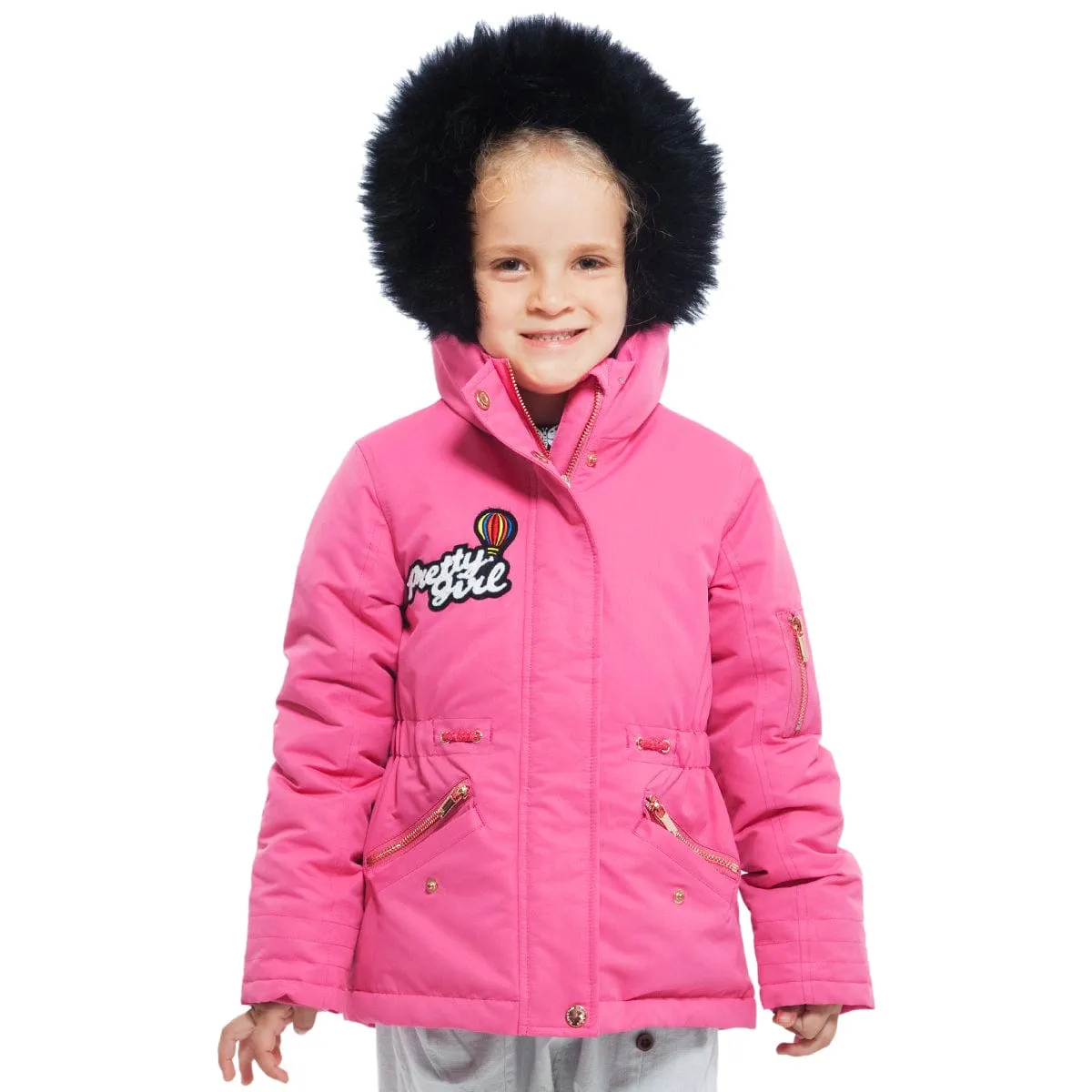 Girls' Parka Jacket with Faux Fur Hood