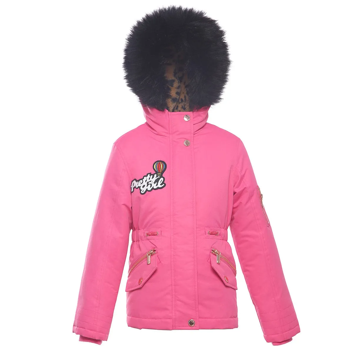 Girls' Parka Jacket with Faux Fur Hood