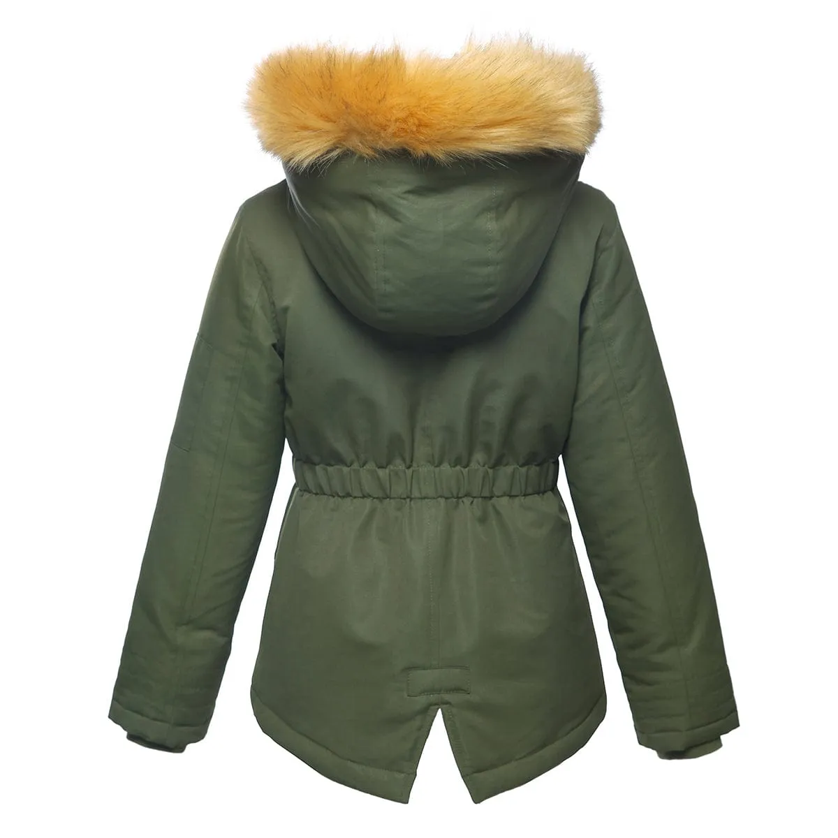 Girls' Parka Jacket with Faux Fur Hood