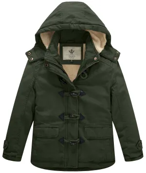 Girl's Winter Sherpa Jacket Thicken Cotton Parka Coat