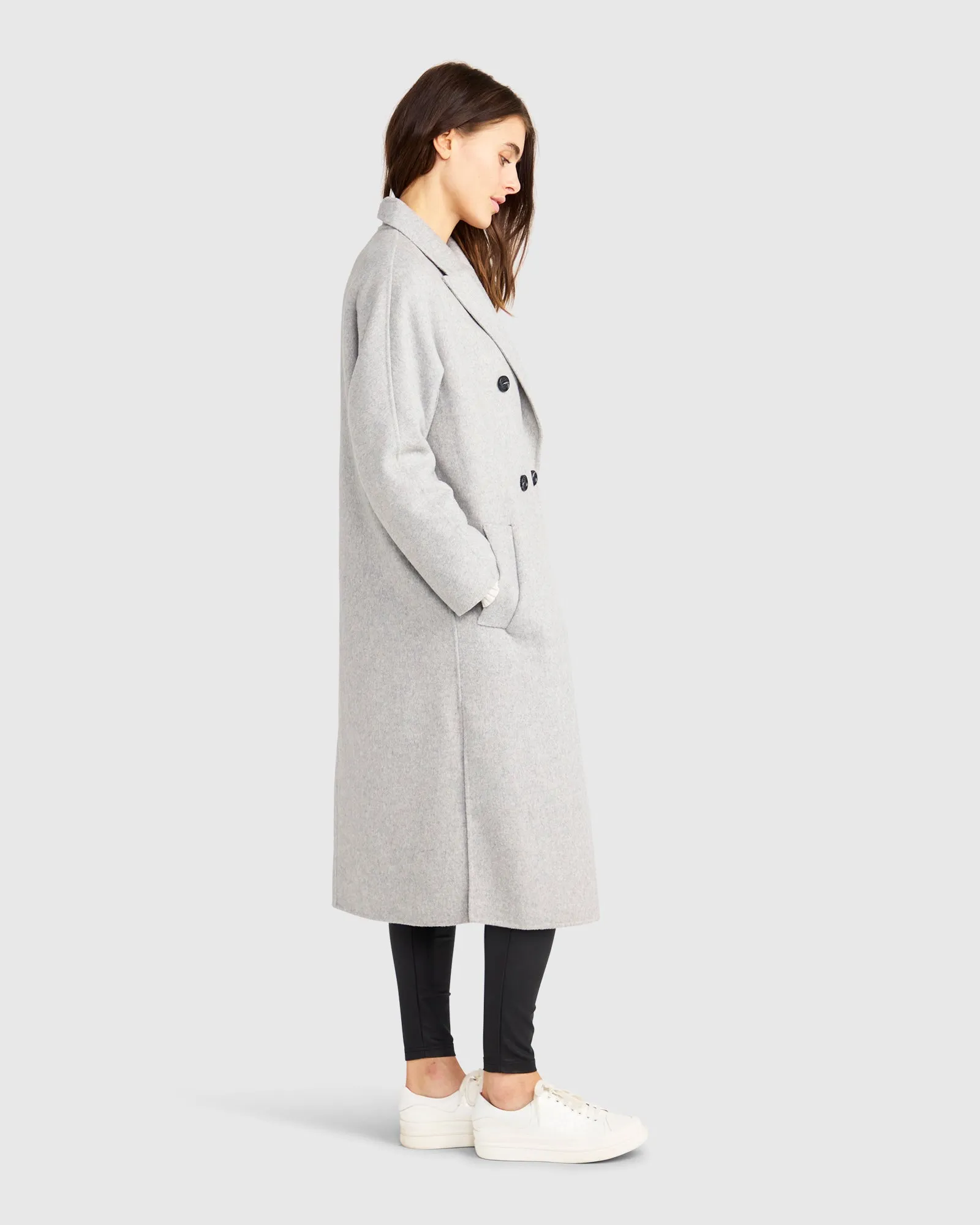 Guestlist Oversized Double Breasted Coat - Grey Marle