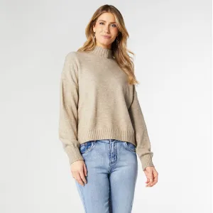 Haylo Soft Mock Neck Sweater - Taupe